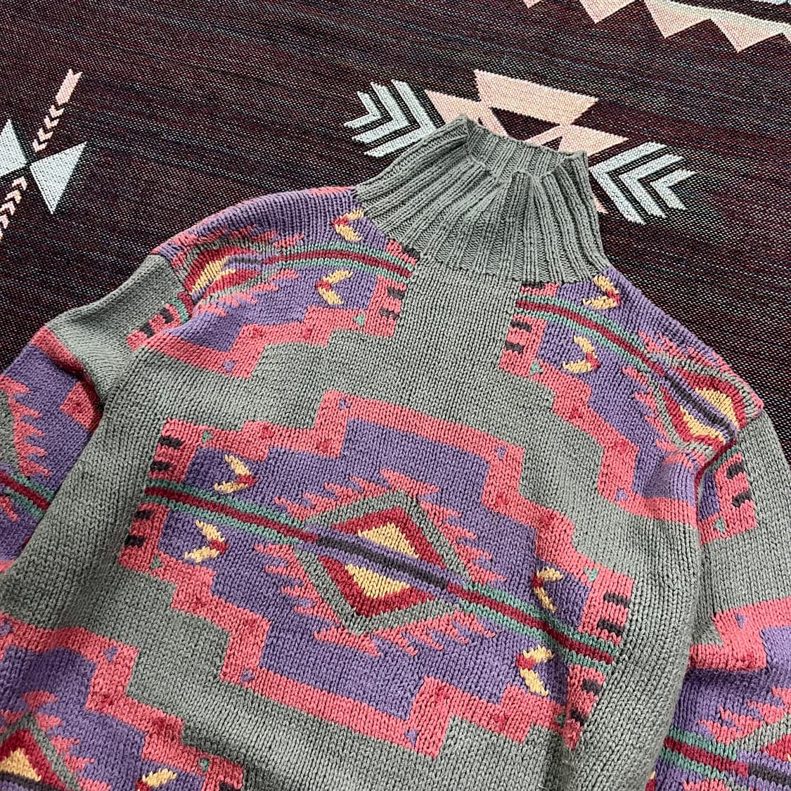 [POLO] 90's 폴로 컨트리 핸드니트 아즈텍 하프넥 니트스웨터 상품이미지3