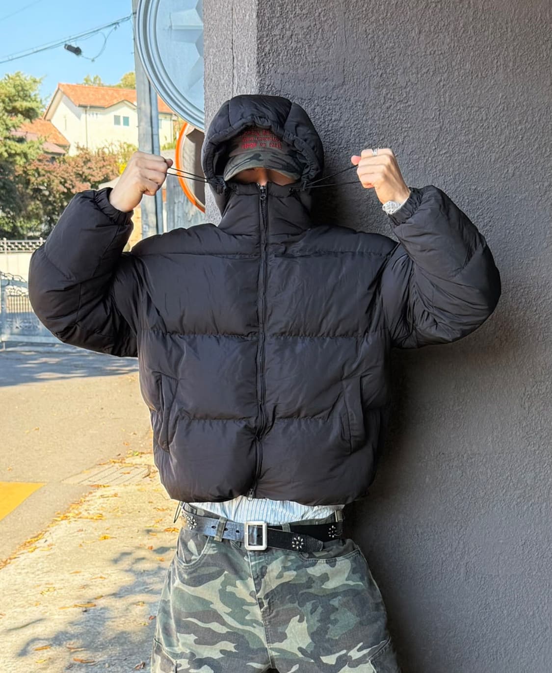 헤비 크롭 후드 패딩 2c 상품이미지1