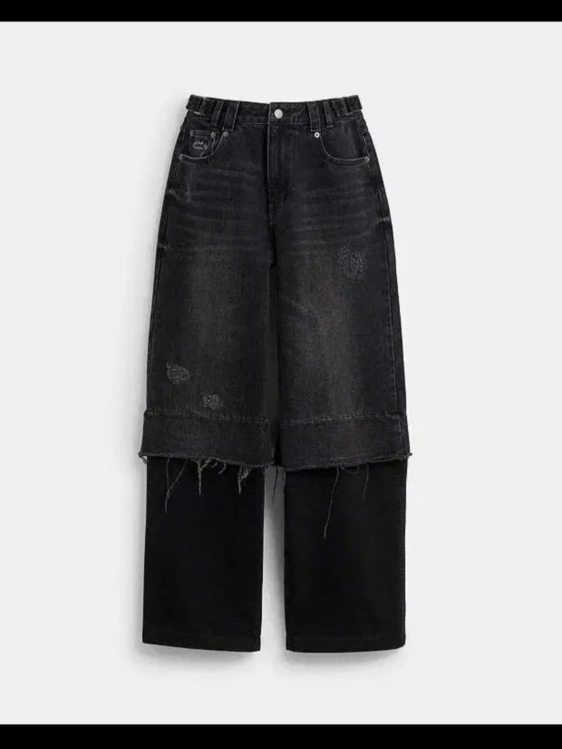 코치 마뗑킴 워시드 레이어드 데님 팬츠 블랙 상품이미지2