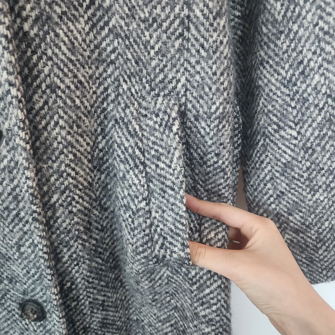 헤지스 헤링본 롱코트 상품이미지5