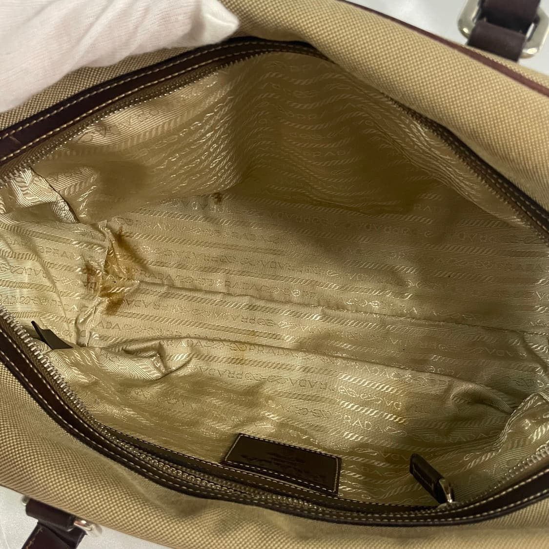 프라다 캔버스 보스턴백 브라운 가죽 A급 단품 상품이미지9