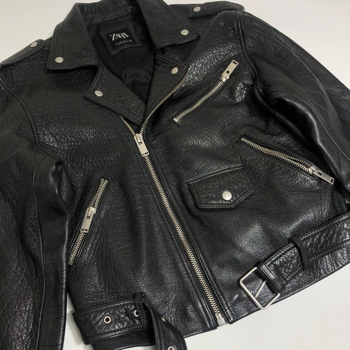 자라 버팔로 소가죽 라이더 자켓 L 상품이미지4