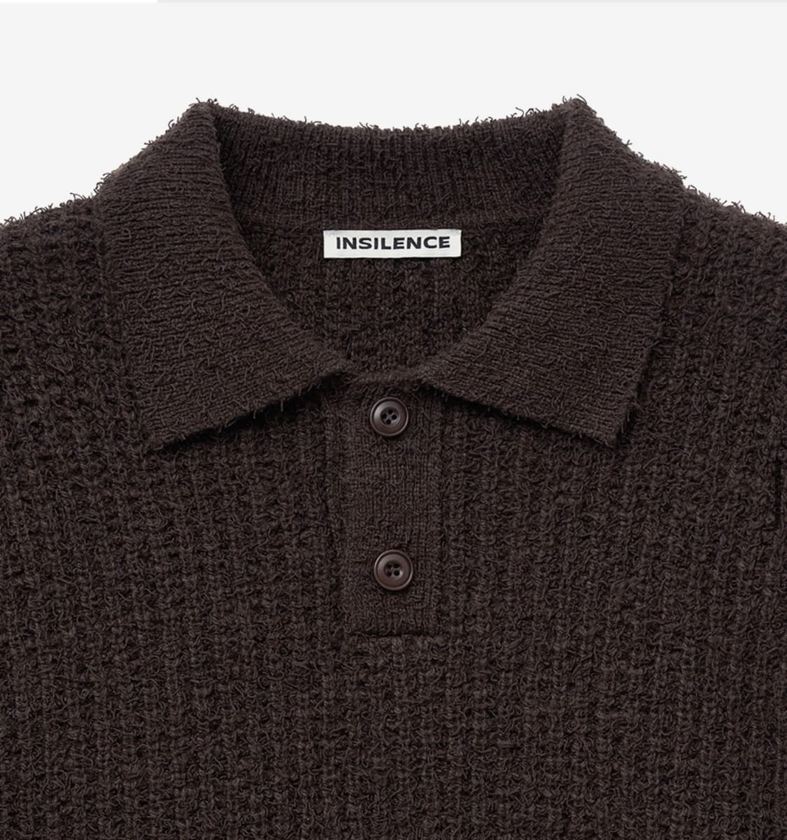 인사일런스 텍스처드 폴로 니트 BROWN L사이즈 상품이미지2