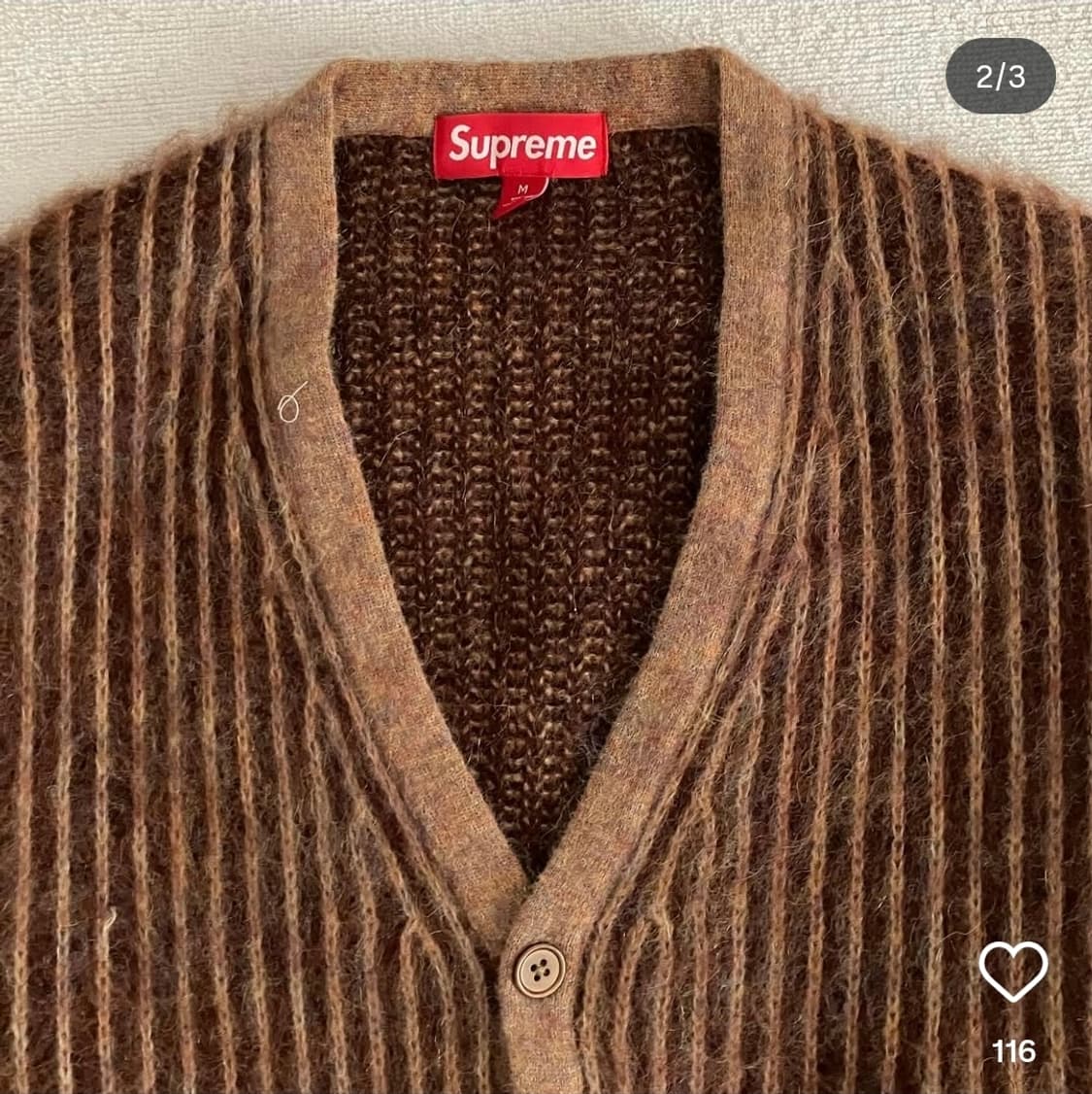 Supreme 2-Tone Mohair Cardigan Light Bro 상품이미지3