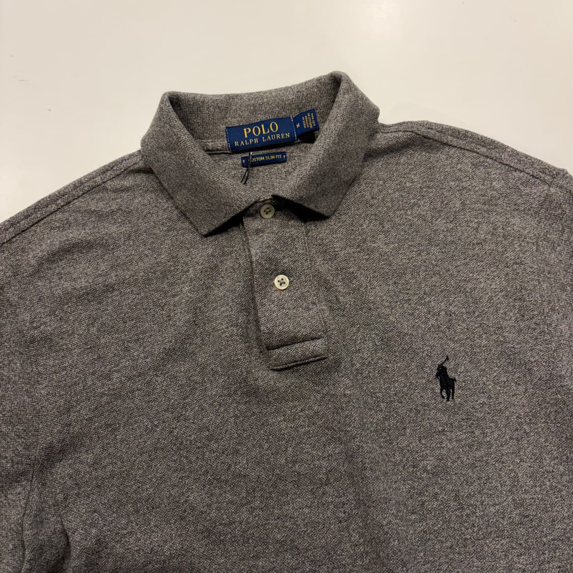 [M] 폴로 랄프로렌 커스텀 슬리핏 반팔 카라티 그레이 D762 상품이미지3