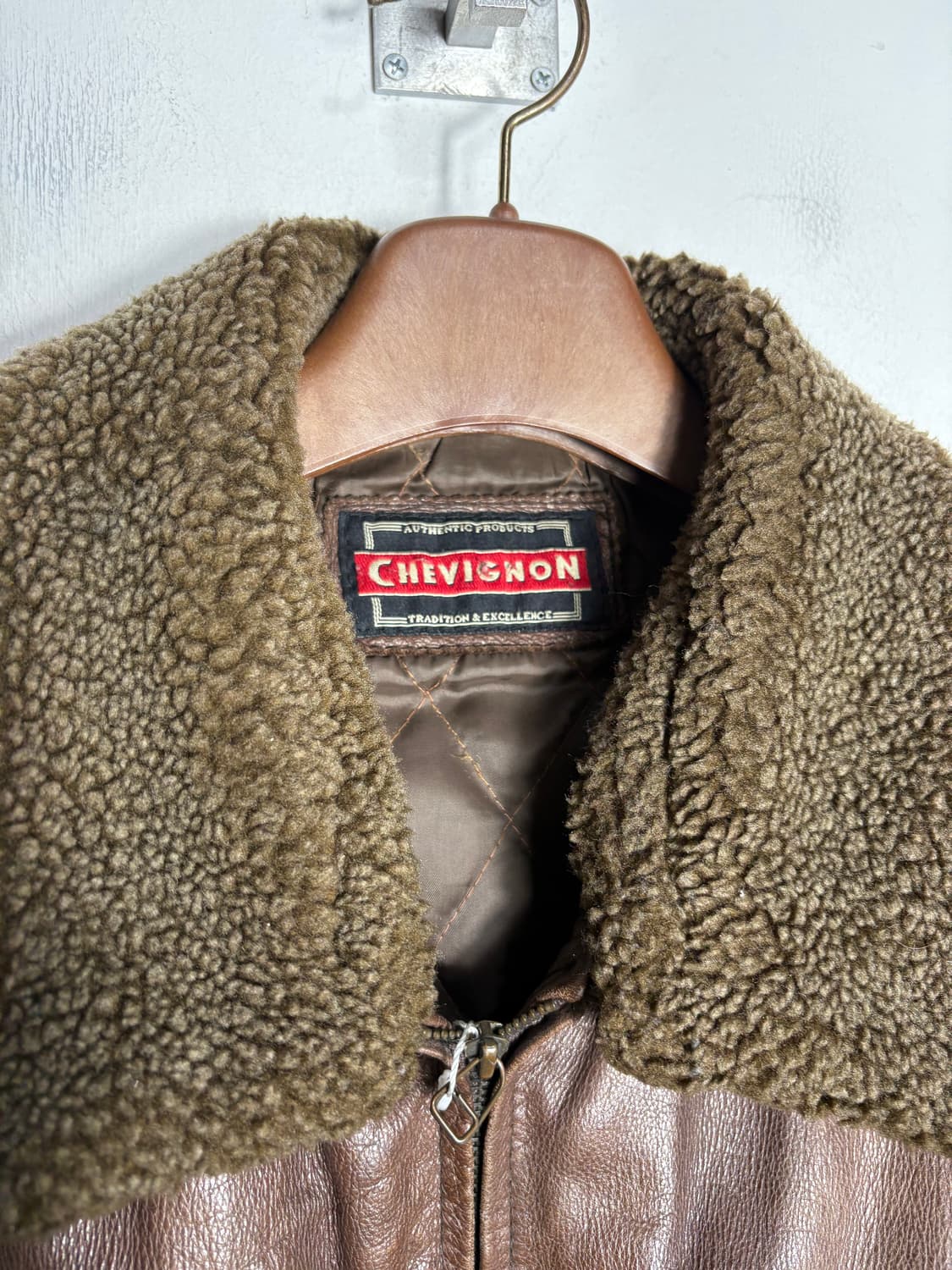 Chevignon 쉐비뇽 시어링 카라 가죽 자켓 상품이미지5
