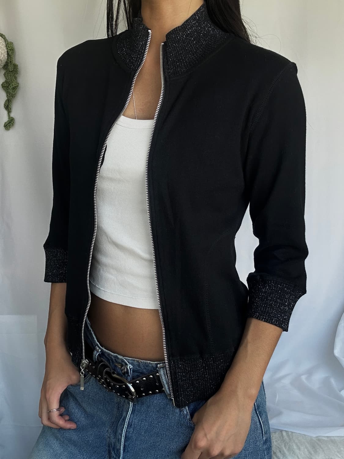 빈티지 7부 집업 가디건 상품이미지4