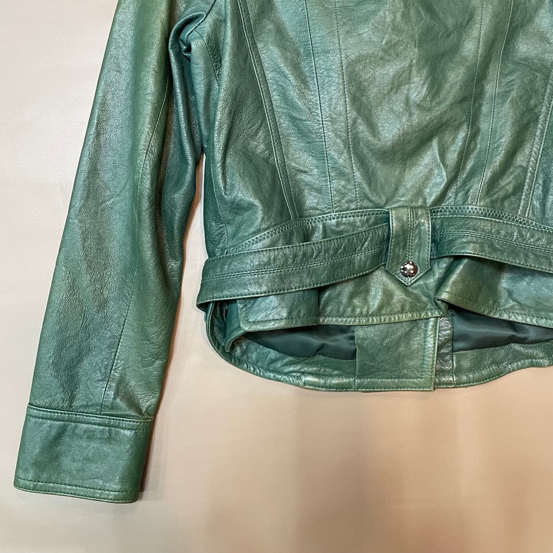 Ettrabe(에뜨라베)그린 램스킨 라이더자켓(44) 상품이미지3