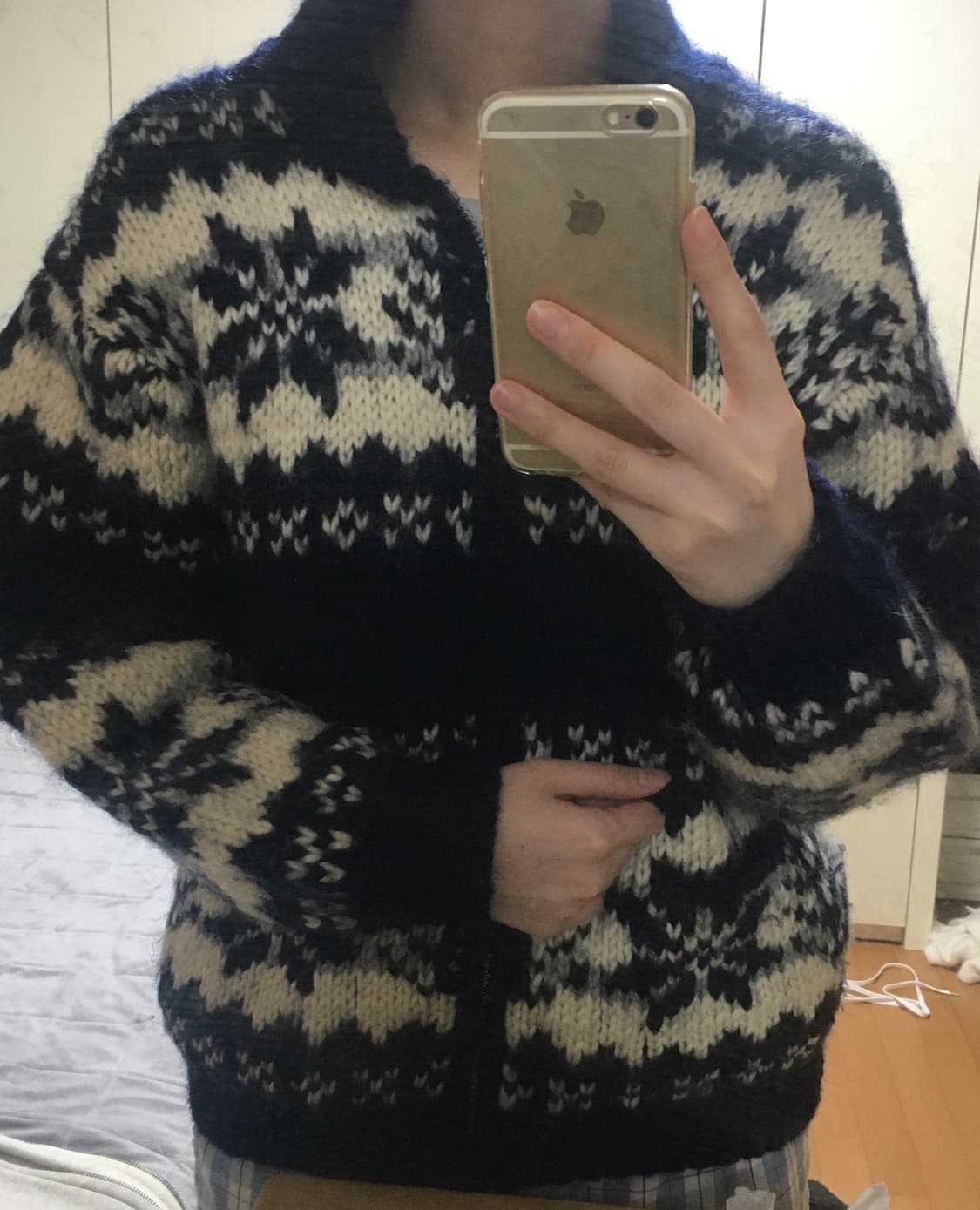 코위찬 니트 집업 가디건 네이비 상품이미지1