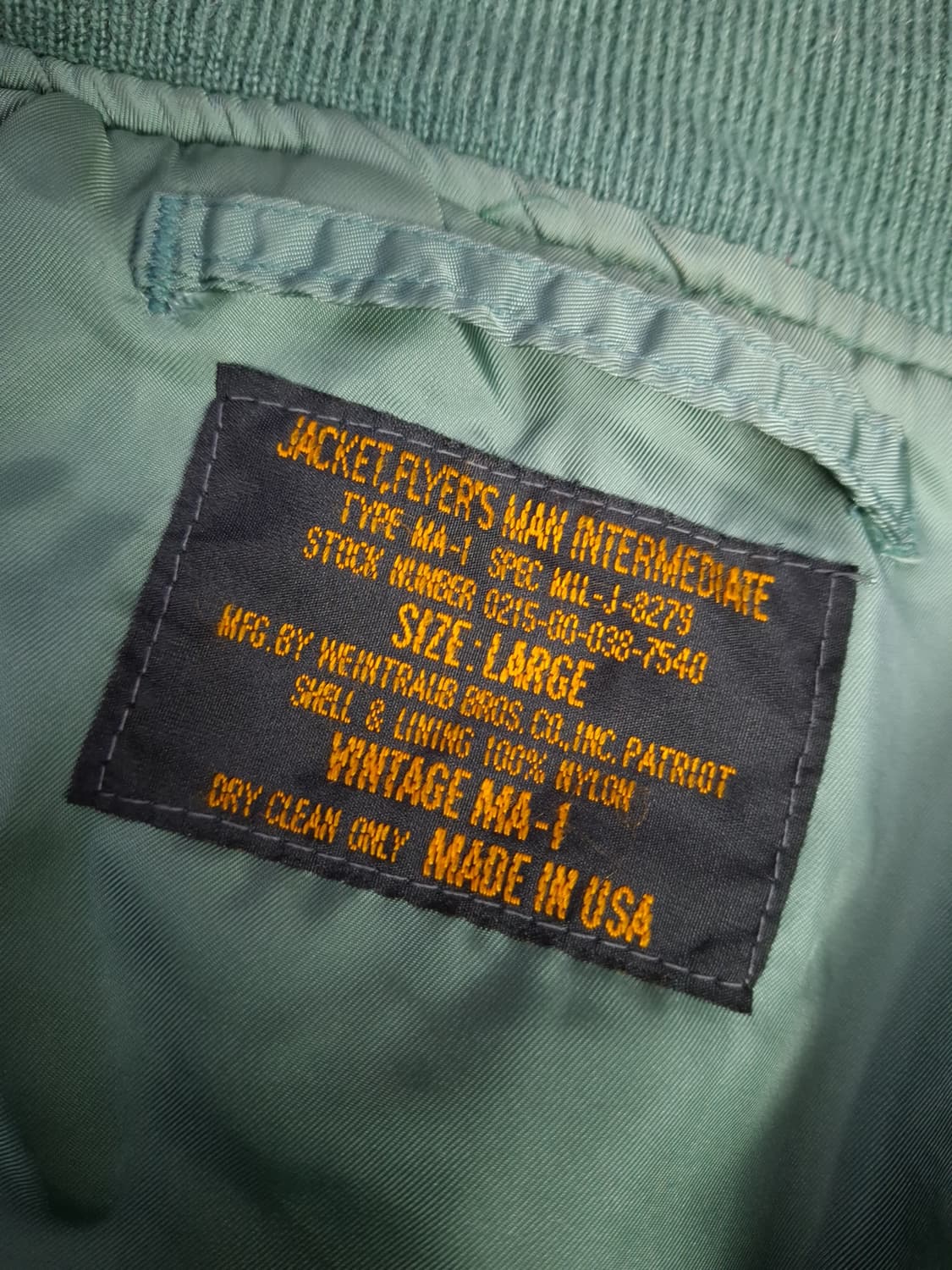 오리지날 미국제조 Weintraub Brothers민수용 MA-1항공자켓 상품이미지3