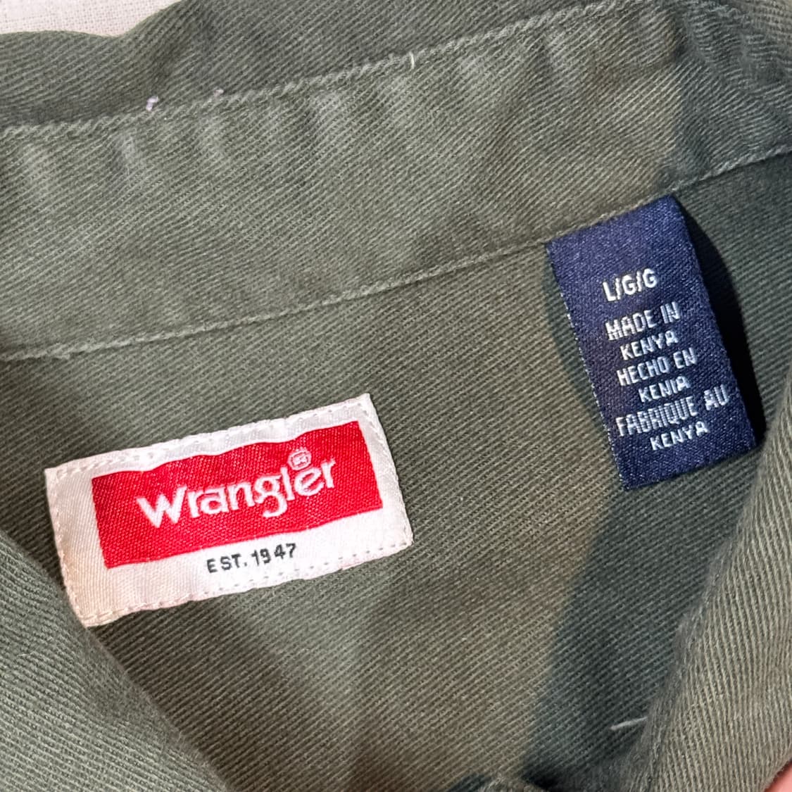 L) Wrangler 랭글러 투포켓 워크웨어 코튼 셔츠 올리브 W23 상품이미지5