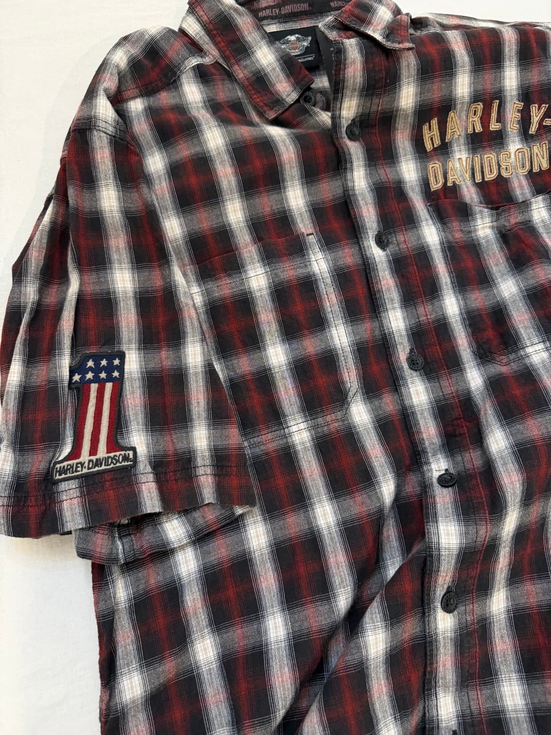 할리데이비슨 빈티지 체크 반팔 셔츠 상품이미지3
