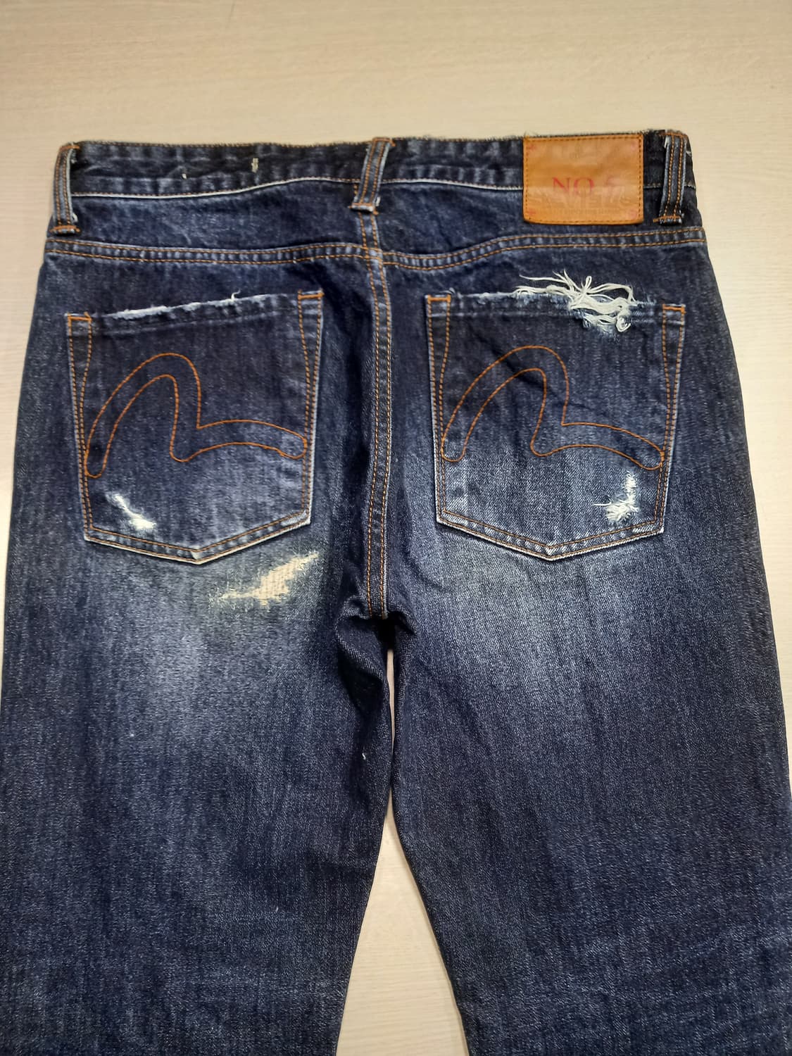 32 EVISU NO.5 Jap 데미지워싱 슬림일자 리페어진 32-352 상품이미지4