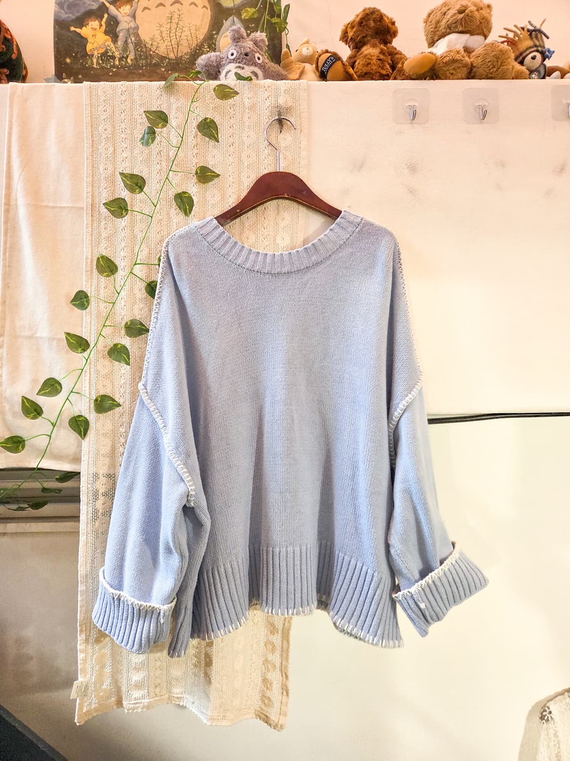 earth music 하늘빛 스티치 가디건 상품이미지5