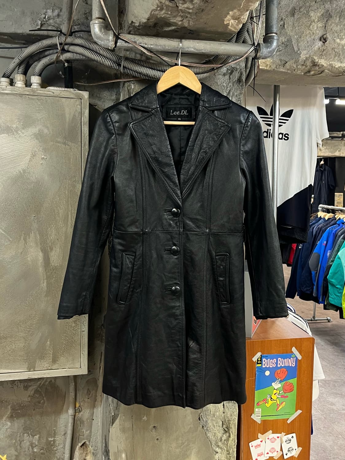 빈티지 소가죽 레더 롱 자켓 블랙 55 #csz2836 상품이미지1