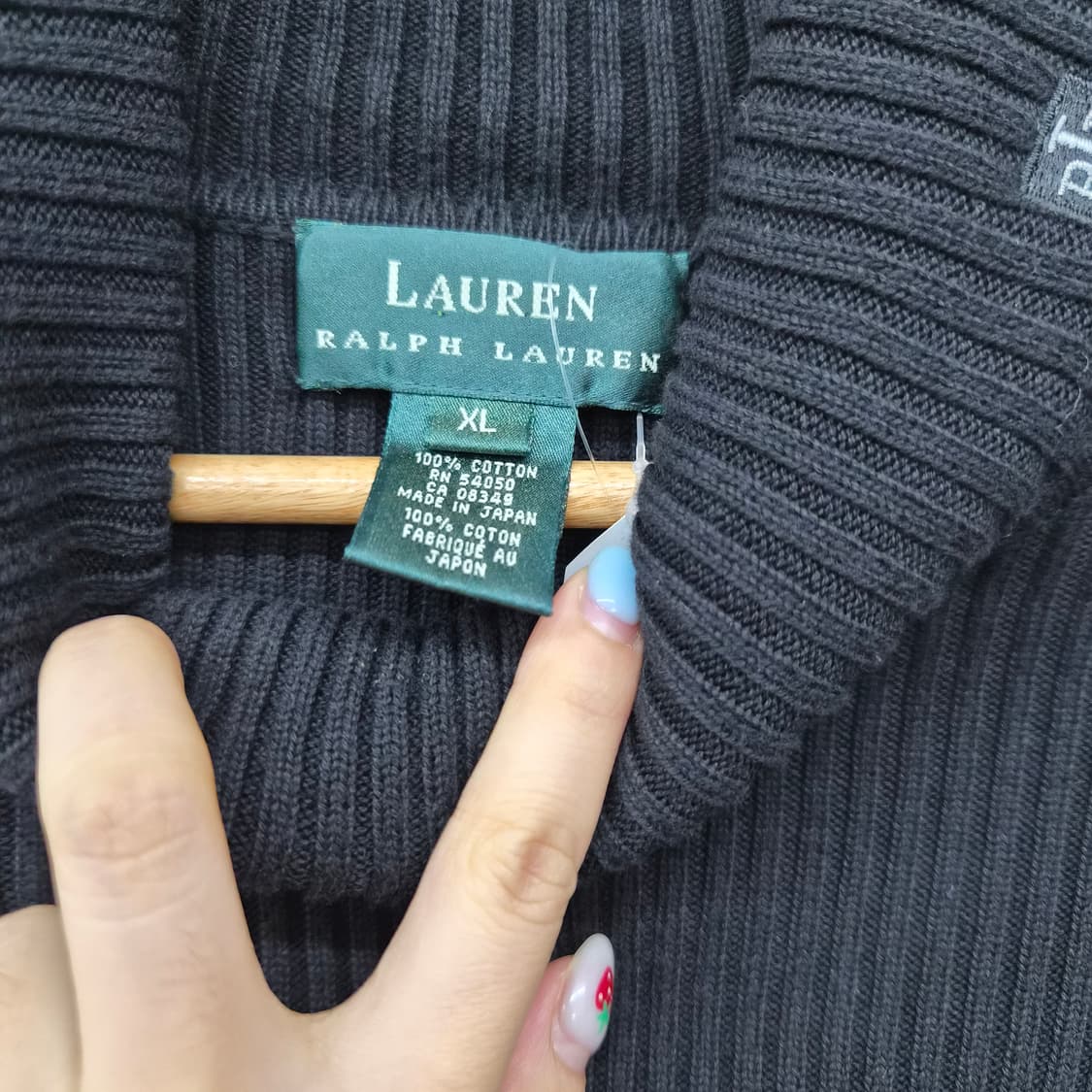 폴로 랄프로렌 블랙 골지 폴라 니트 남성 XL 상품이미지4