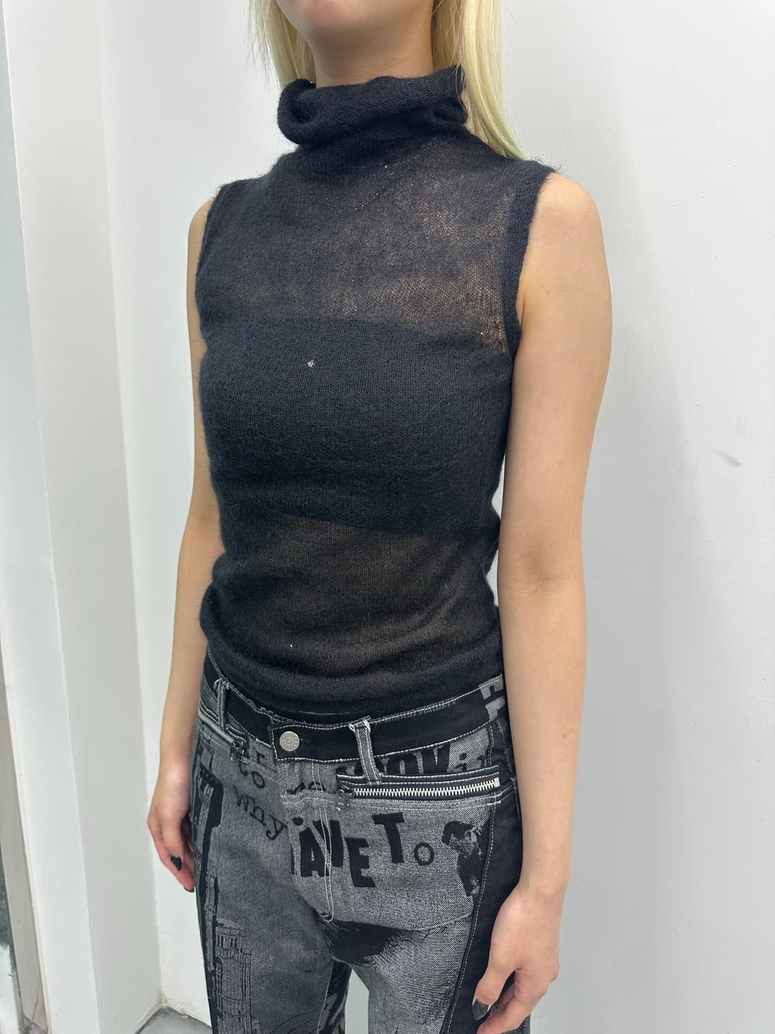 See through knit sleeveless 상품이미지5