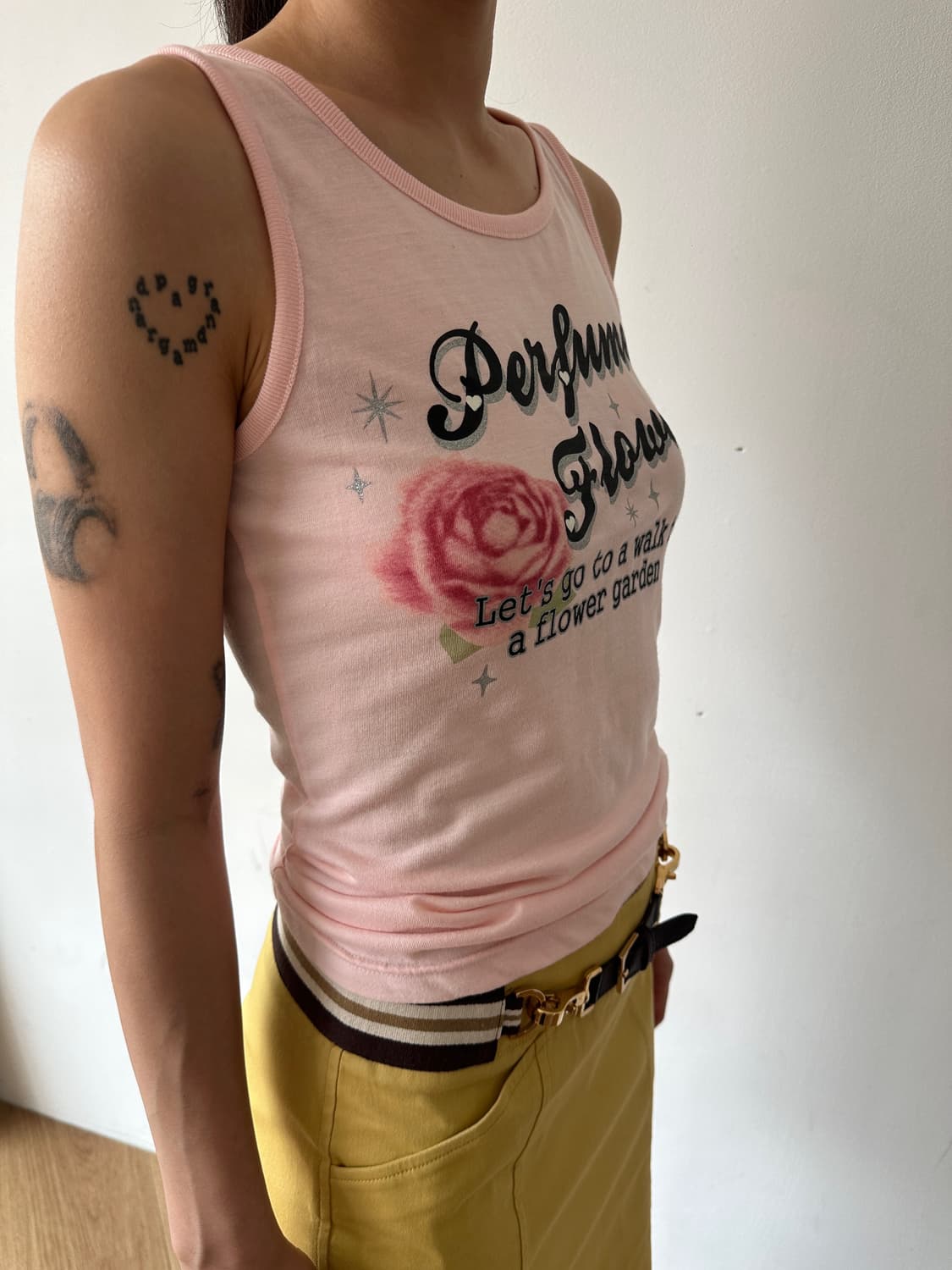 로즈 레터링 핑크 슬리브리스 탑 (DEADSTOCK) 상품이미지4