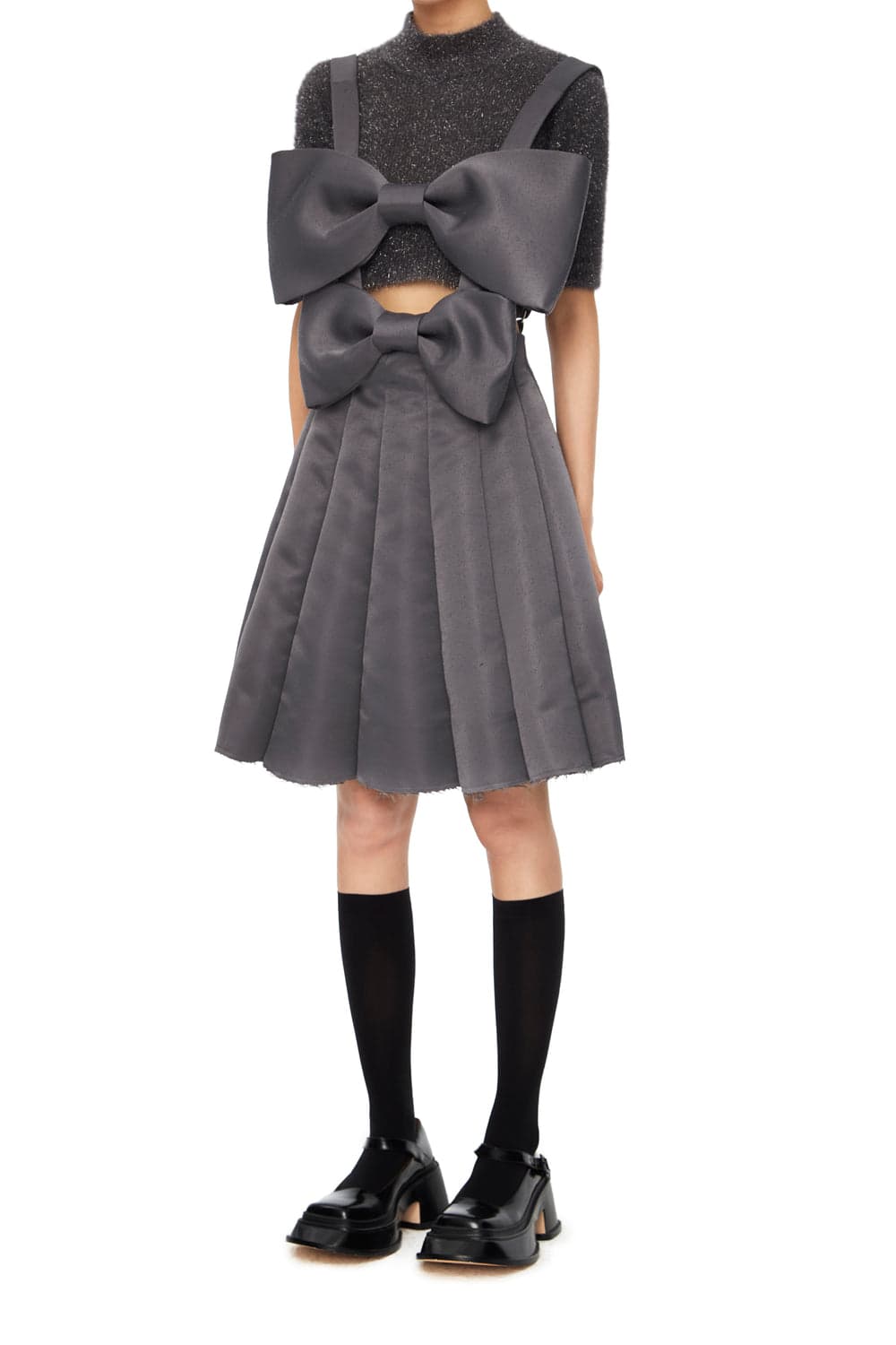 슈슈통 21AW 차콜 보우 드레스 상품이미지2
