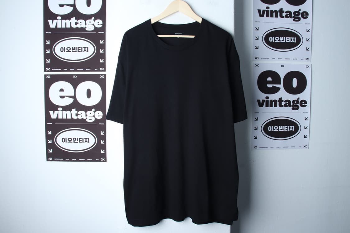 (L-2XL) 무신사 스탠다드 반팔 티셔츠 오버핏 무지 블랙-H33144 상품이미지2