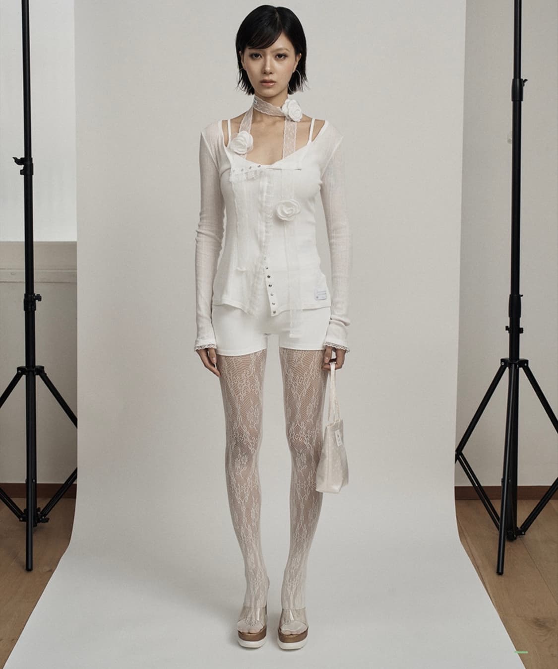 일리오 White lace trim cardigan 가디건 상품이미지2