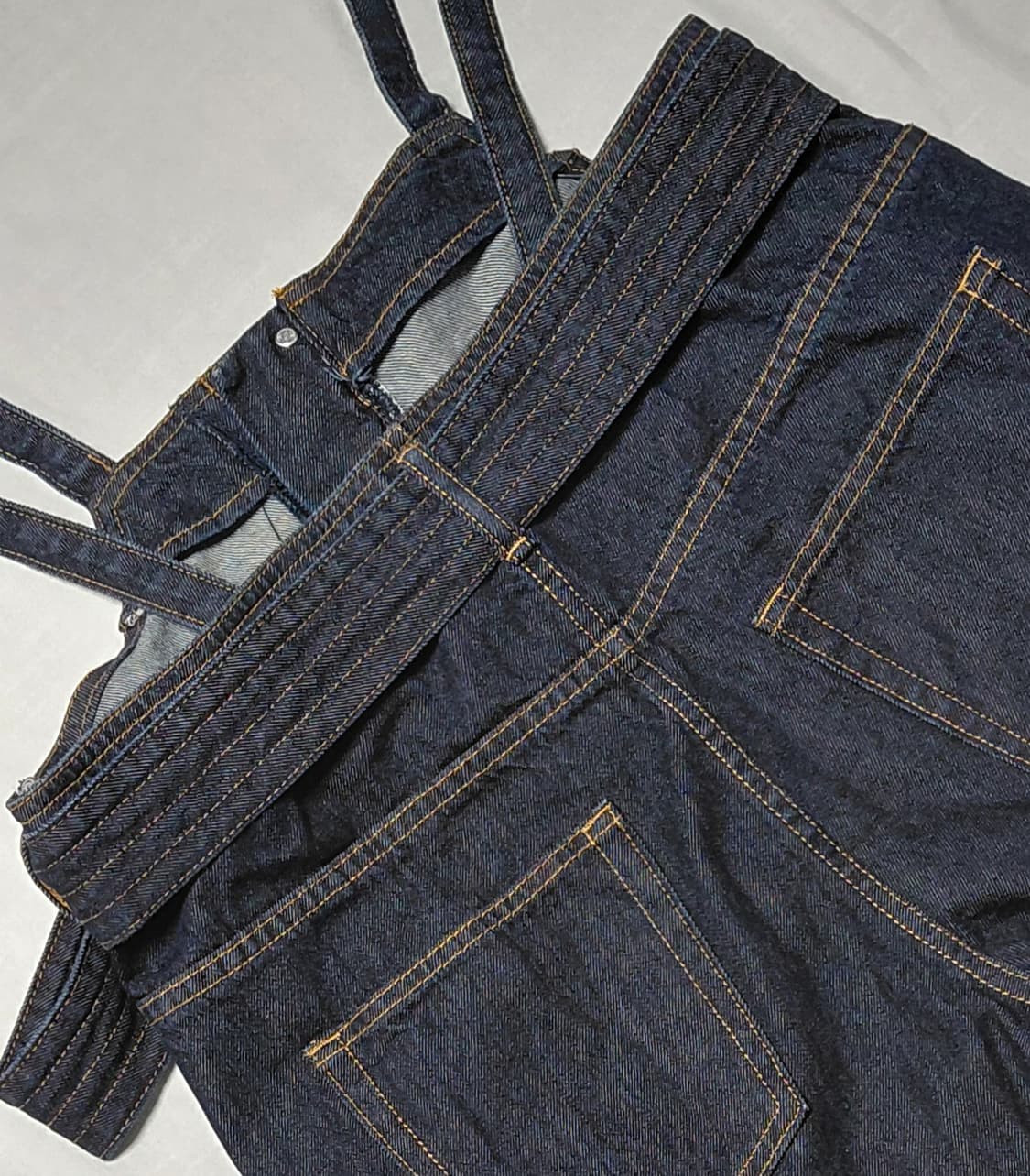 [M] 아즐 바이 마우지(AZUL) 리본 포인트 와이드 데님 오버롤 바지 상품이미지8