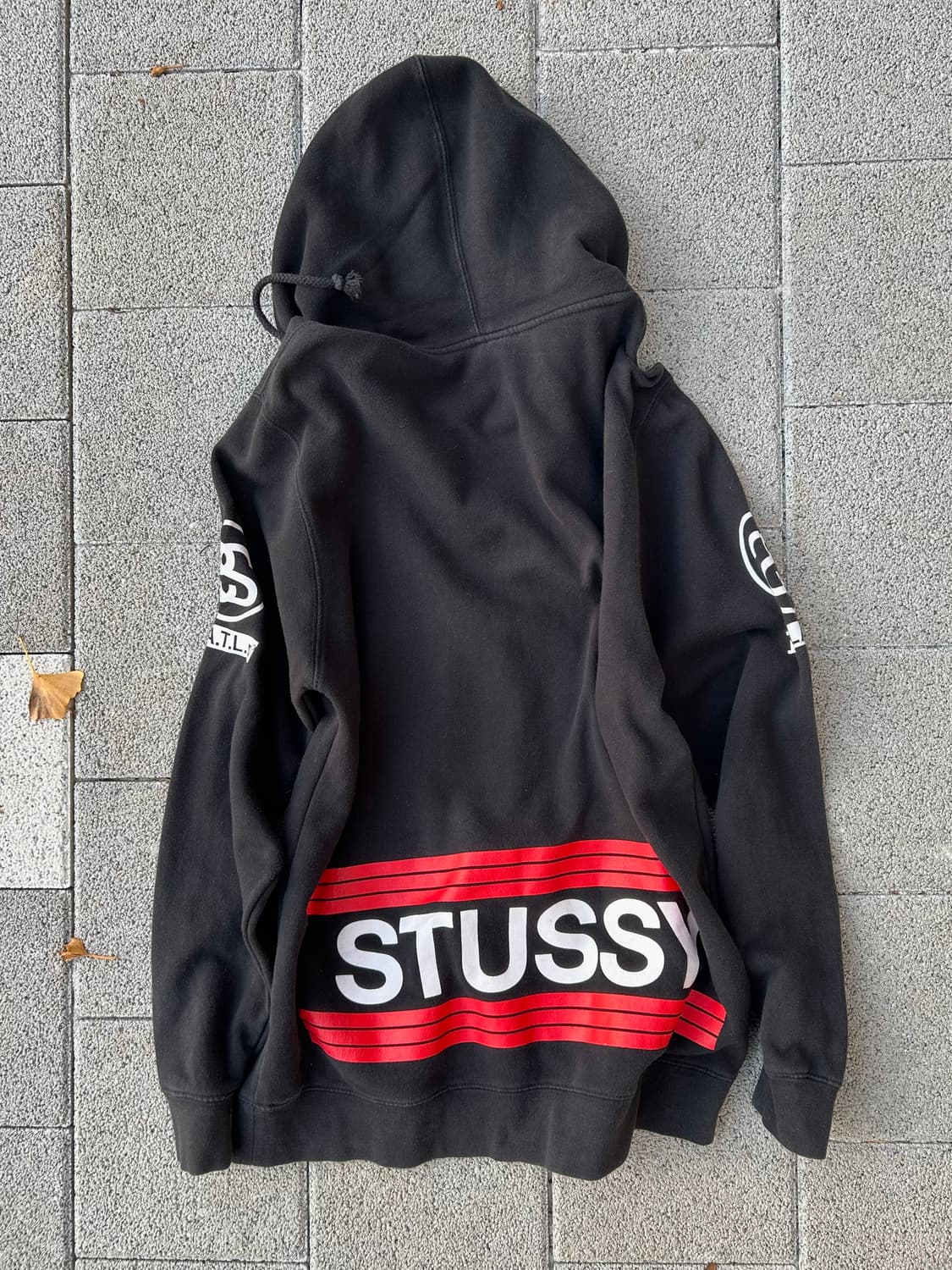 *rare* 2000s 스투시 올드스쿨 프린팅 블랙 후드티 상품이미지3