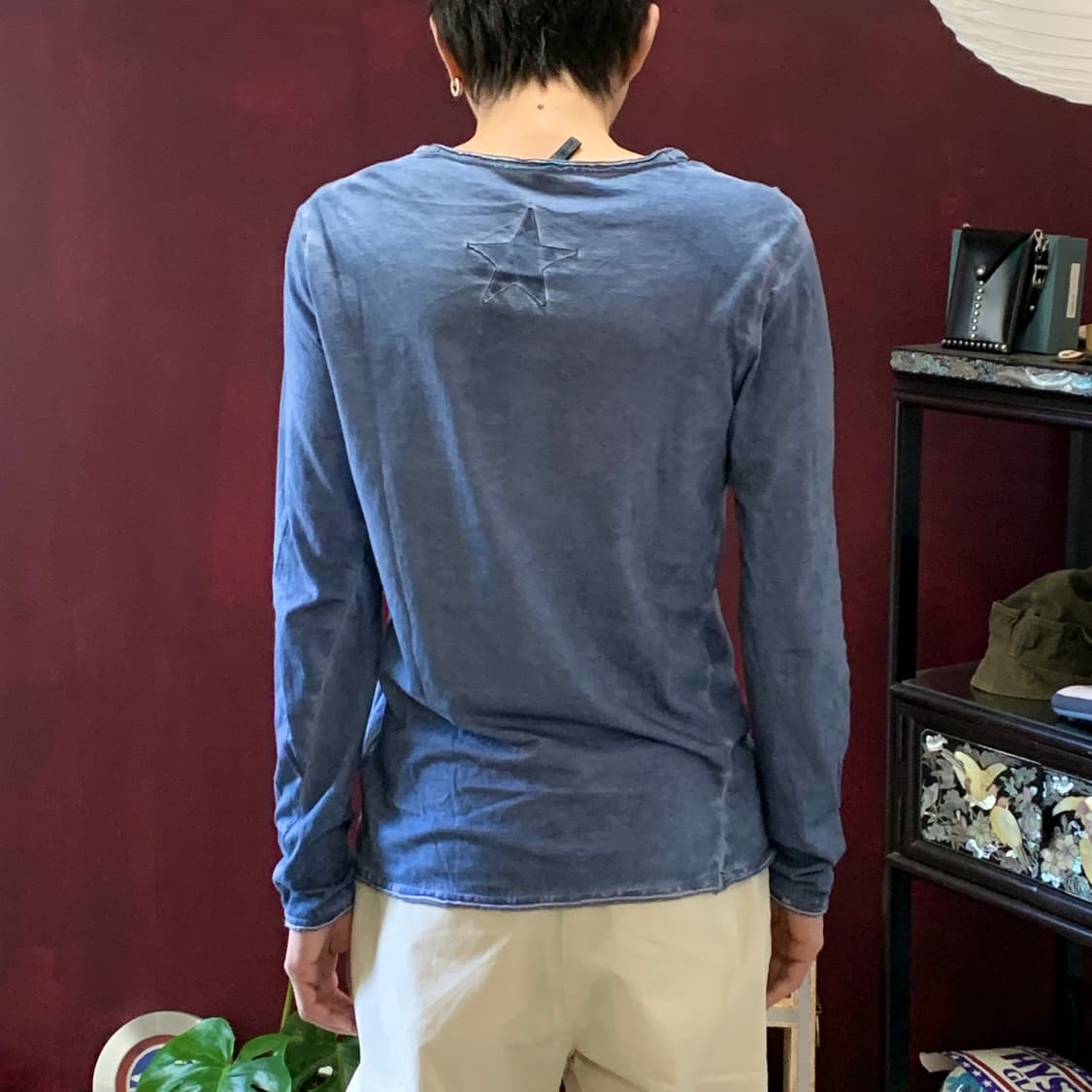 조르지오 브라토 백 레더 패치 브이넥 다잉 롱슬리브 상품이미지3