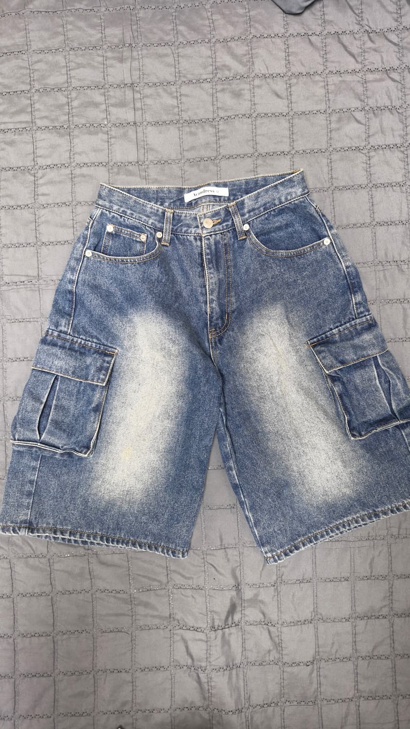 어반드레스 와이드 카고 하프 버뮤다 데님팬츠  상품이미지1