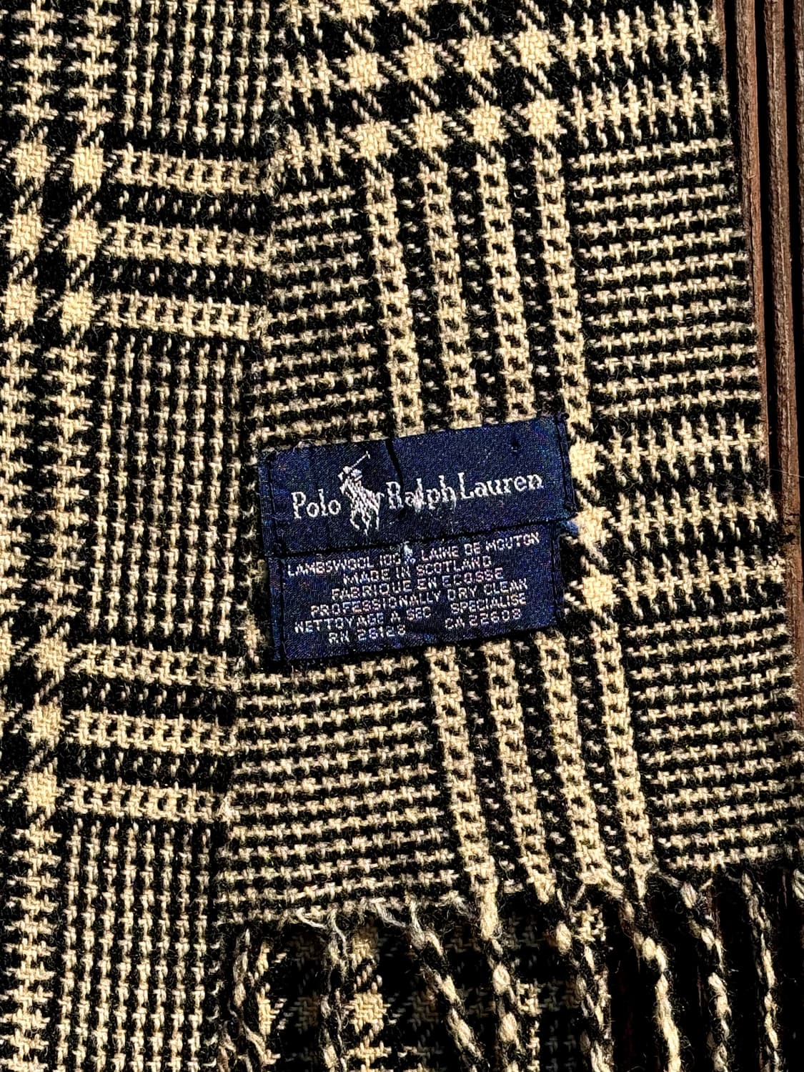 90s 폴로 랄프로렌 하운드 체크 램스울 머플러 상품이미지4