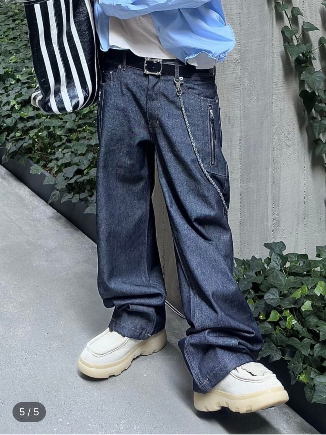 체인포함)mjd 로우 라이즈 듀얼 집 데님 S 상품이미지5