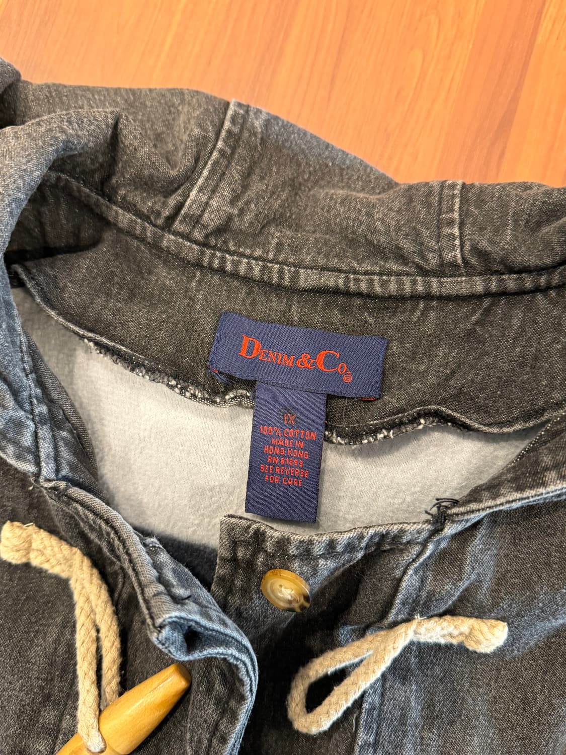 Denim & Co 데님앤코 빈티지 흑청 데님 더플 코트 상품이미지10