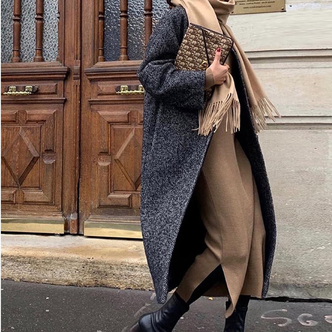 엘보른(ELBORN) 헤링본 울 코쿤코트 55-66 새상품 상품이미지2