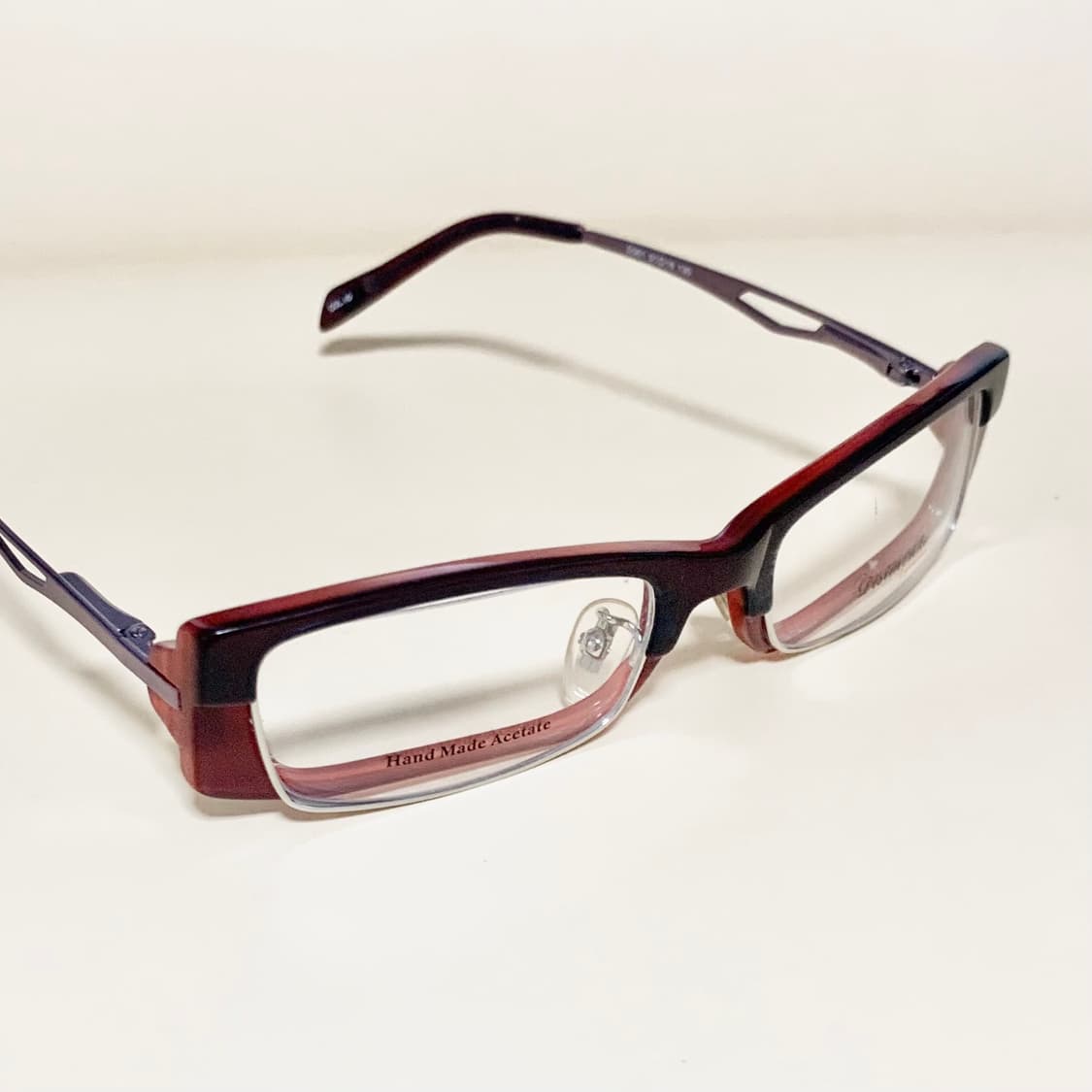 881 데드스탁 메탈 슬림 직사각 브라운 버건디 투톤 아세테이트 빈티지  상품이미지6