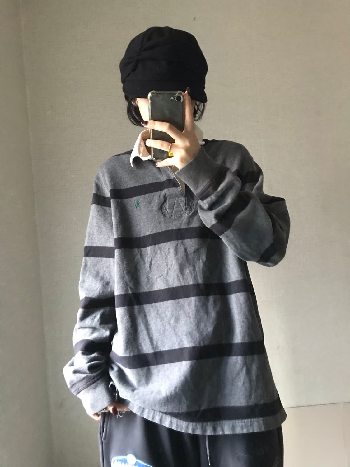 폴로 그레이 스트라이프 럭비티셔츠 상품이미지1