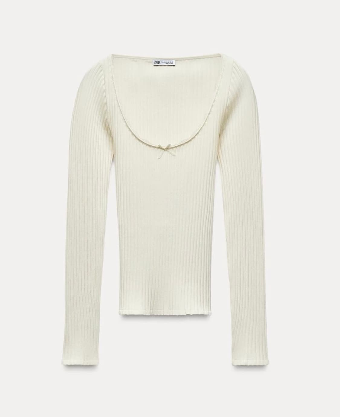 ZARA 자라 레이스 리본 심리스 티셔츠, 자라 레이스 티 셔츠 아이보리 상품이미지9