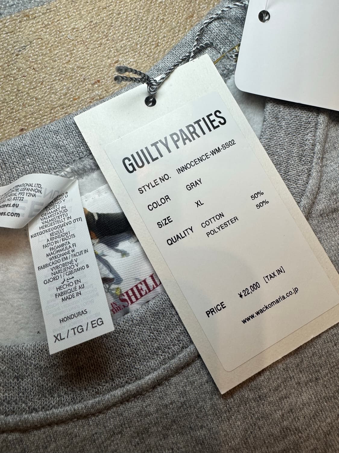 [XL] 와코마리아 x 고스트쉘 맨투맨 그레이 상품이미지7