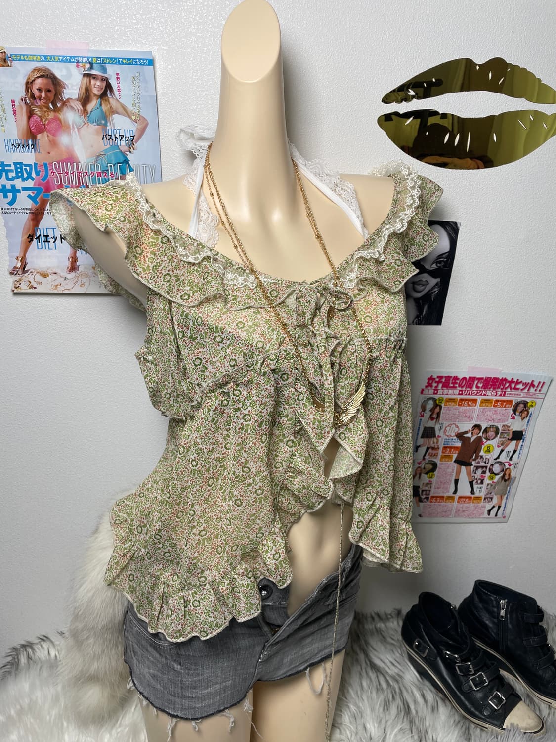 페어리 갸루 프릴 오프숄더 블라우스 상품이미지2