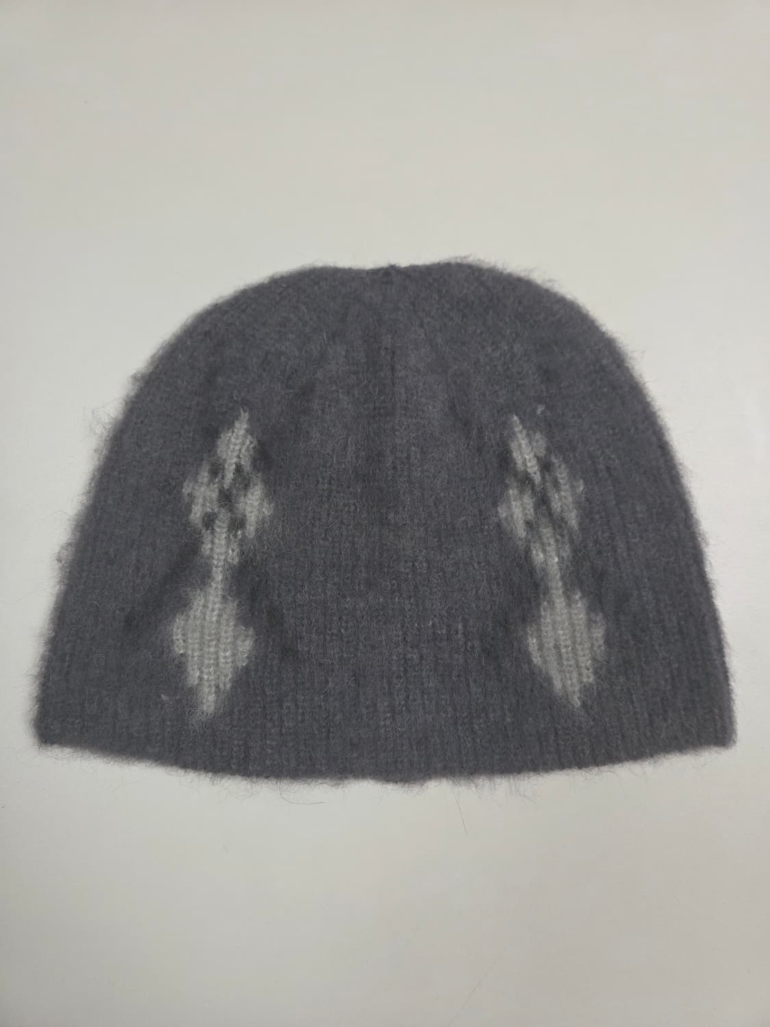 쿠어 헤어리 믹스드 아가일 비니 그레이 상품이미지1