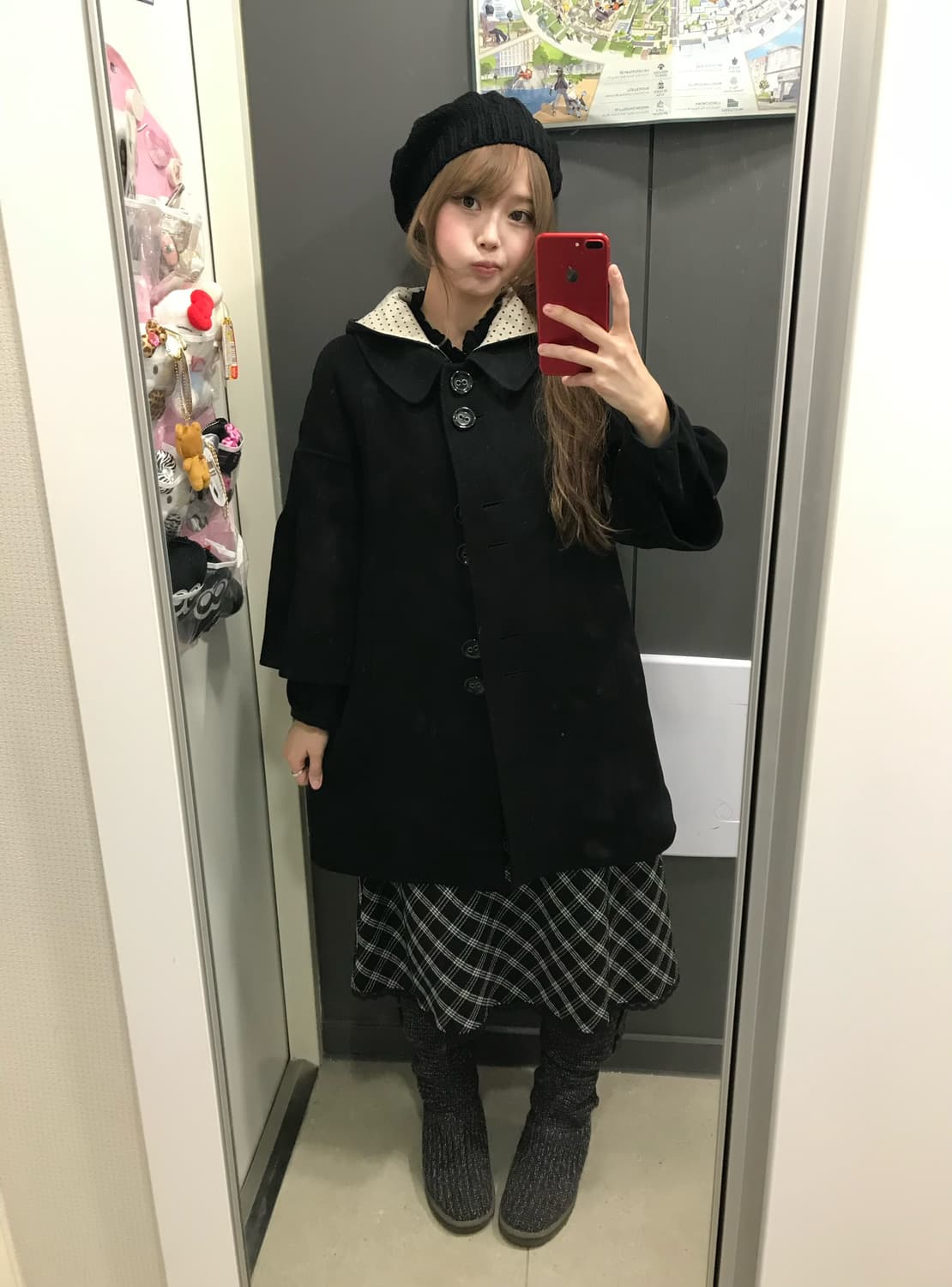 무채색 도트 니혼진 코트 코디세트 상품이미지1