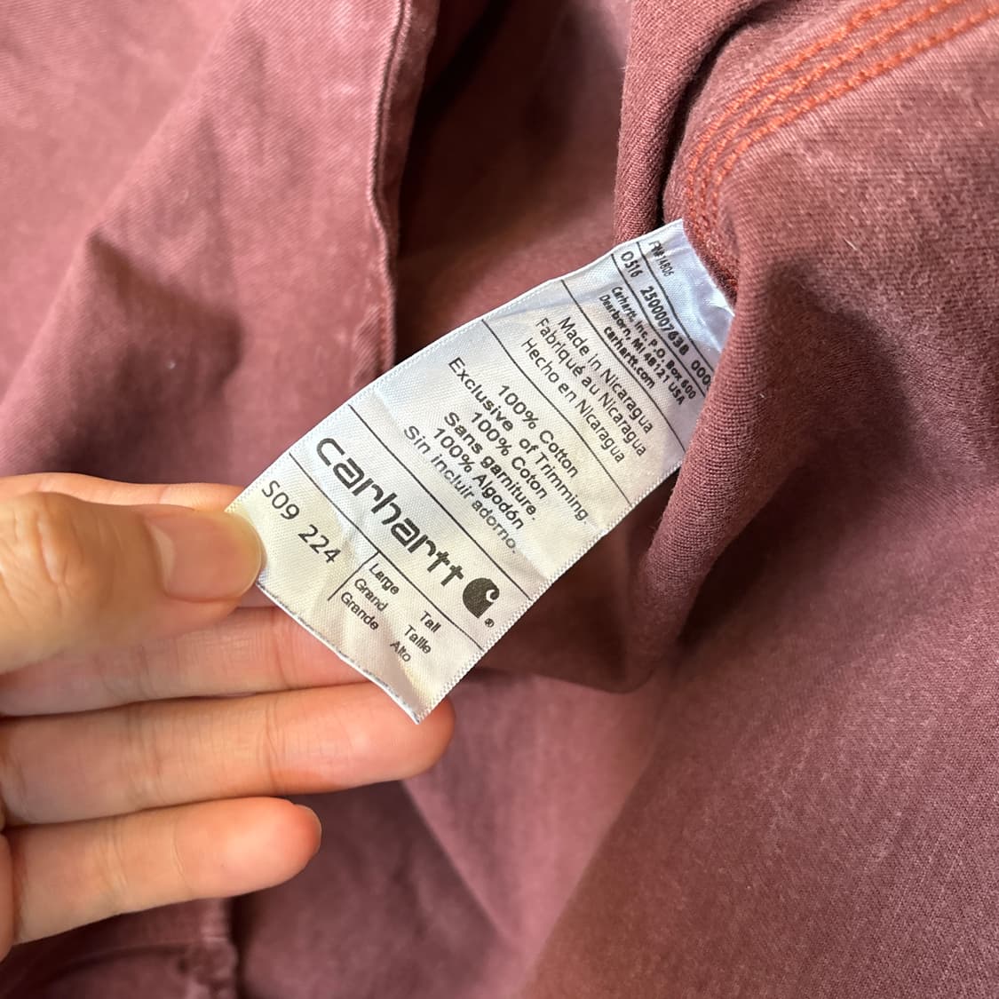 칼하트 정품 오리지널 버건디 긴팔 셔츠  상품이미지8