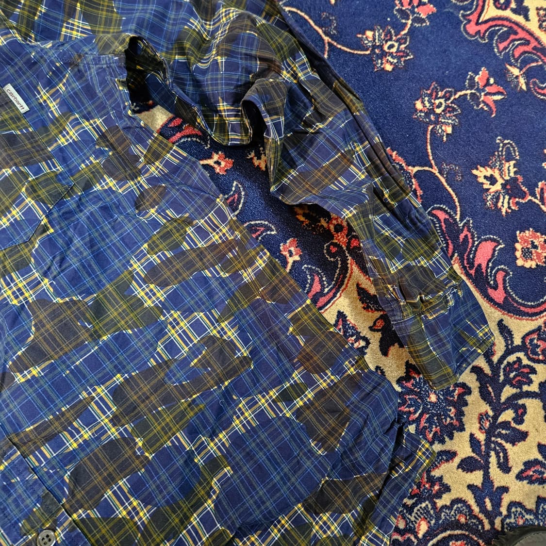 칼하트 메트로블루 컬렉션 블루 카모 체크 셔츠 M size 상품이미지5