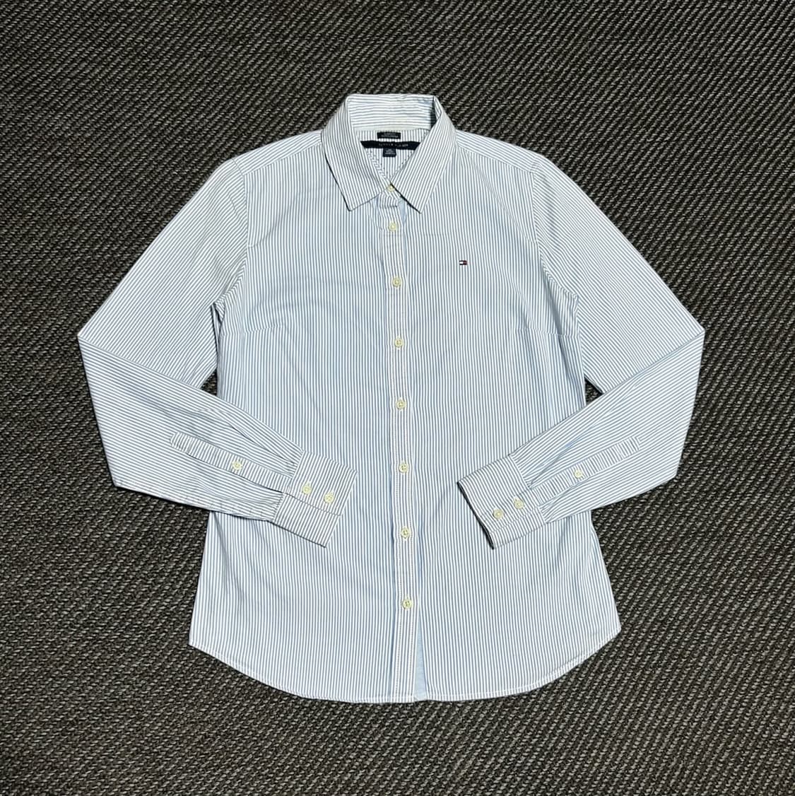 [S] Tommy 타미힐피거 우먼즈 클래식핏 스트라이프 셔츠 상품이미지1