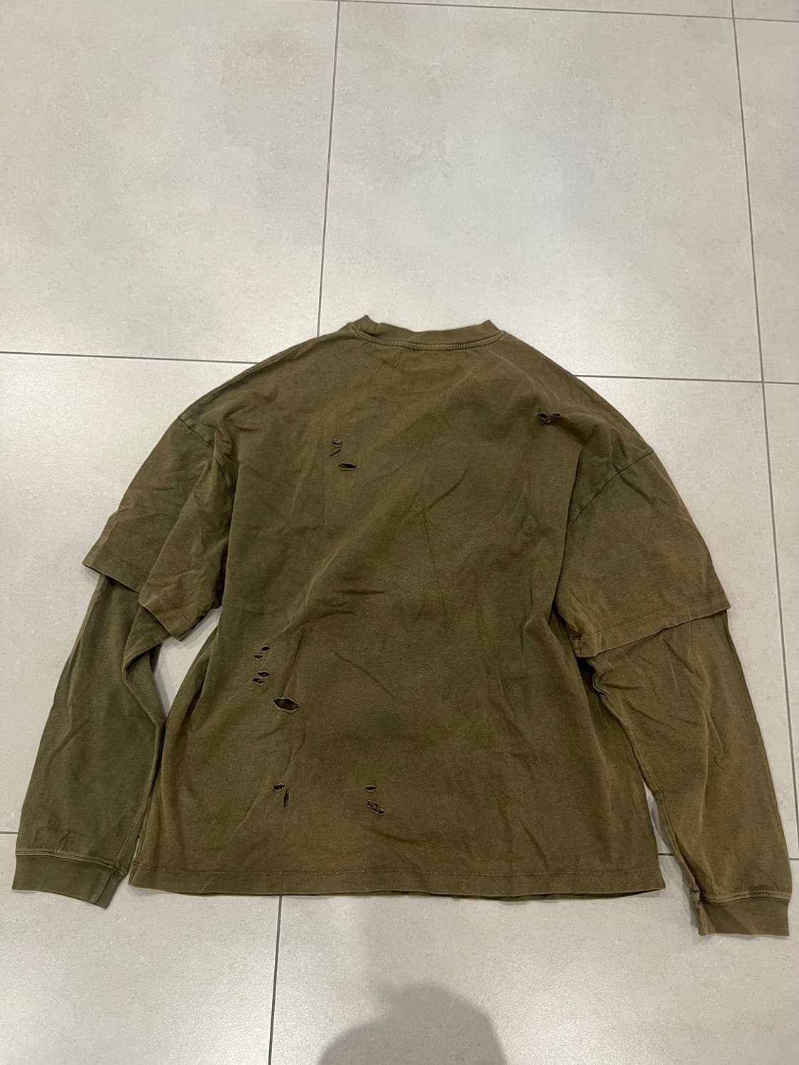 자라 빈티지 레이어드 티셔츠 카키 L/XL 상품이미지4