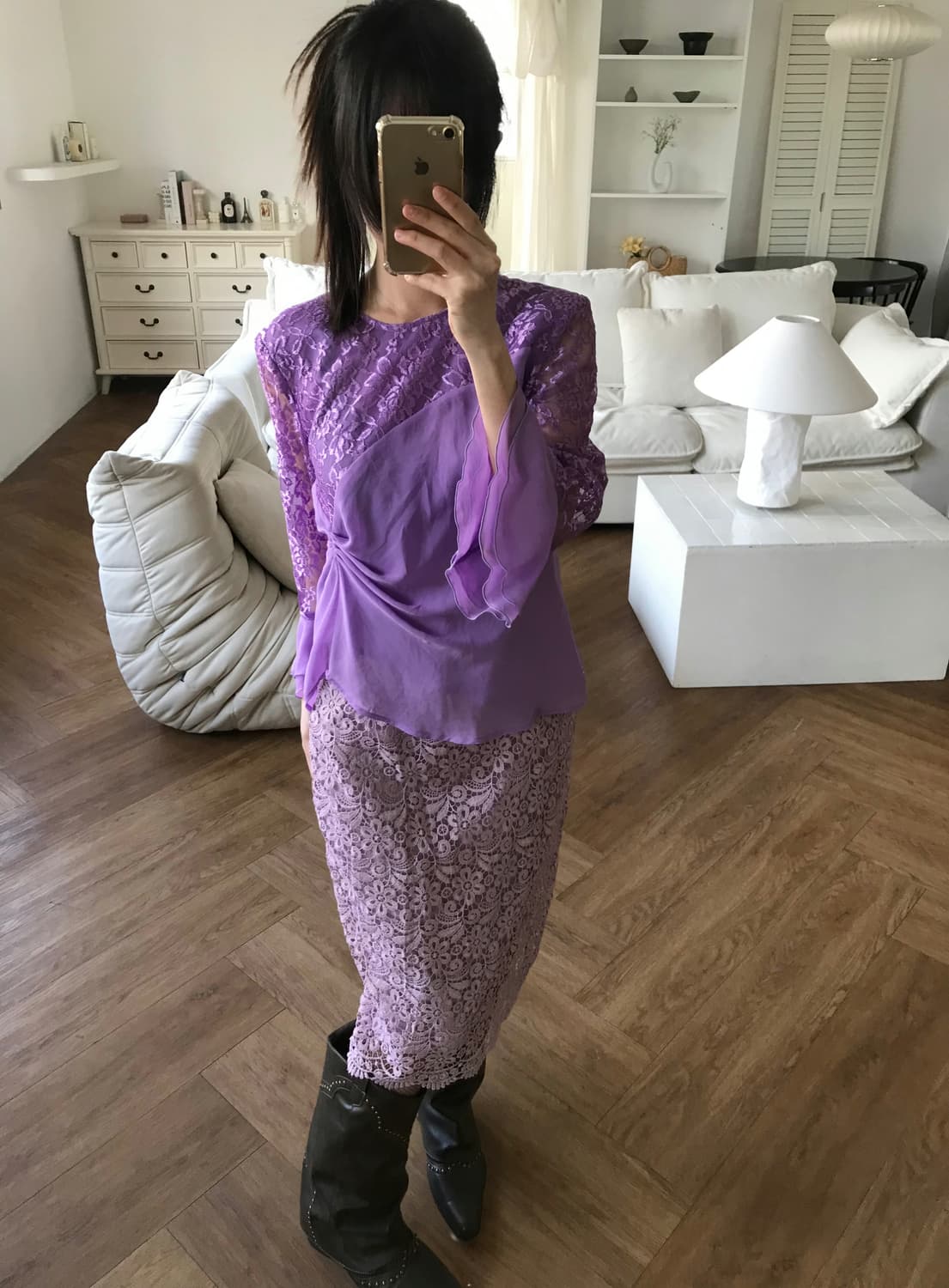 vintage purple lace blouse 상품이미지1