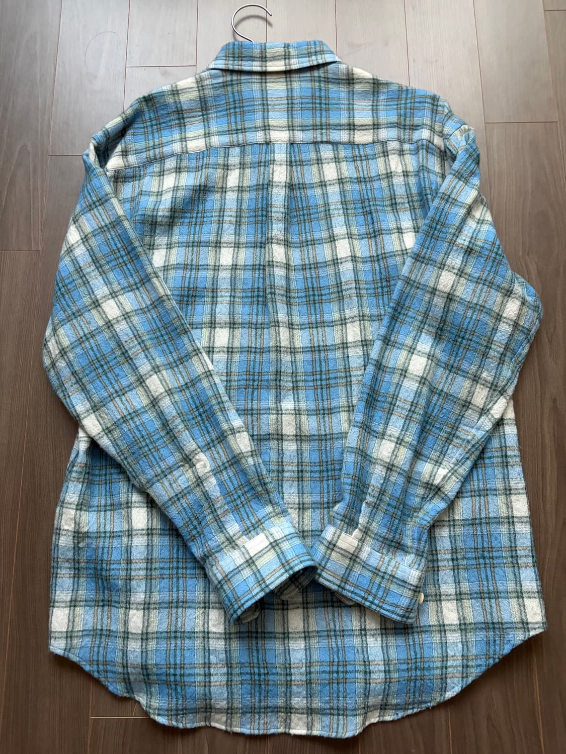 오라리 Auralee 에어리울 체크셔츠 블루 3사이즈 상품이미지3