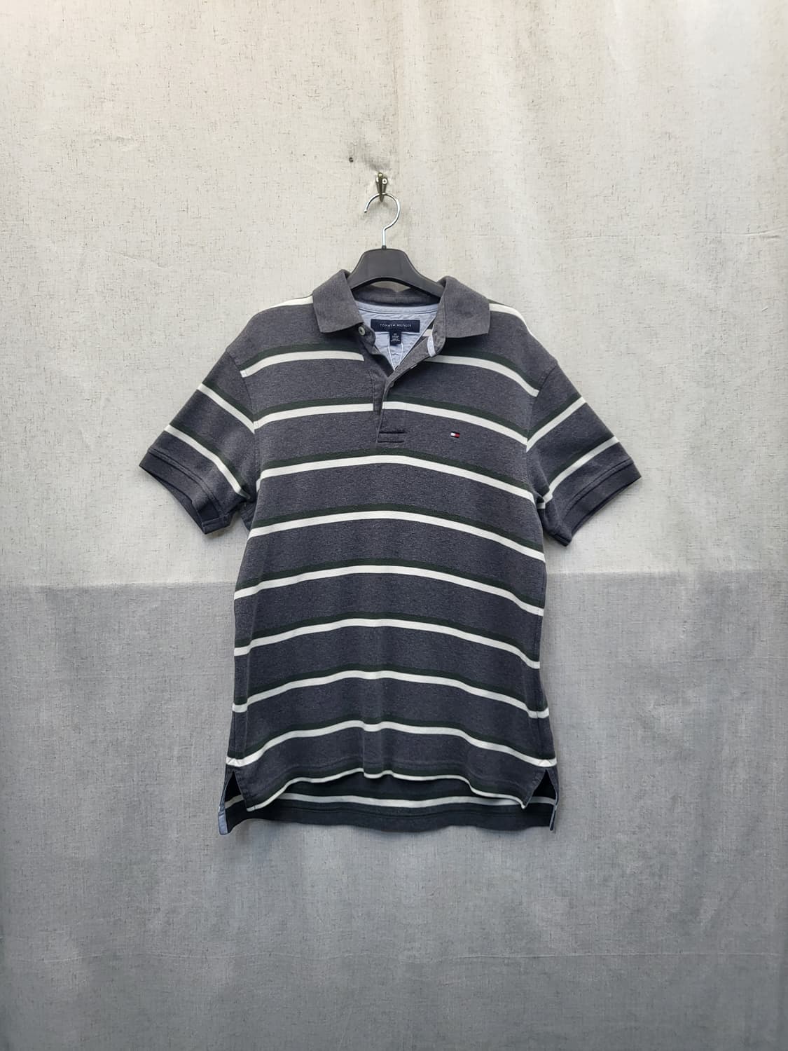 타미힐피거 스트라이프 반팔 카라티 그레이 상품이미지1