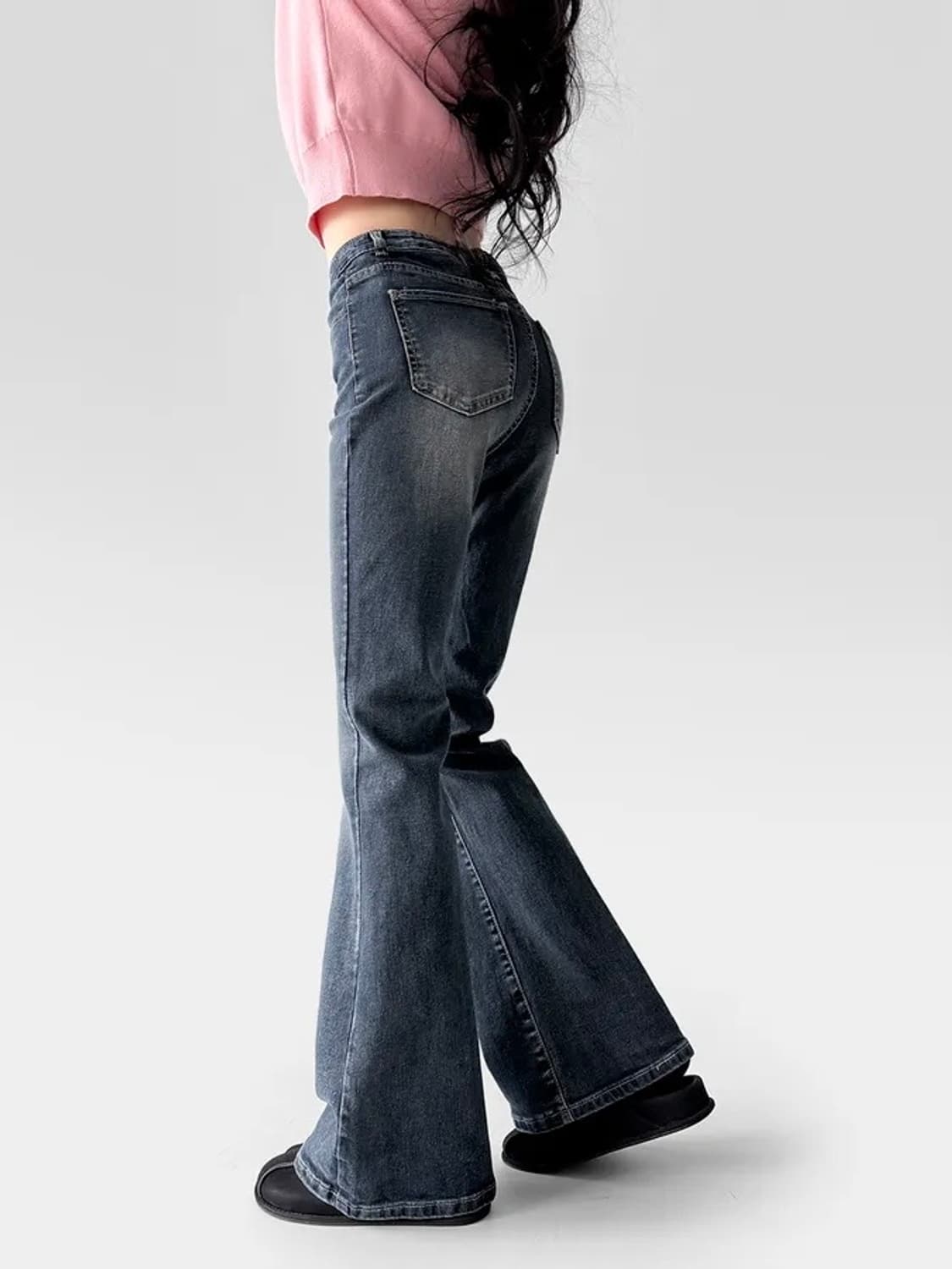 핏시 머드 워싱 머메이드 골반뽕 골반패드 부츠컷 데님 팬츠 바지 에이블리 상품이미지5