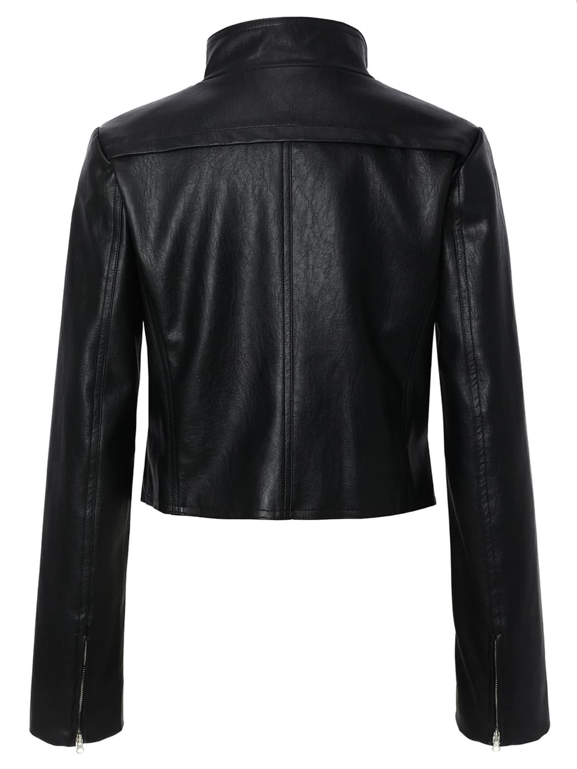 Flight Leather Biker Jacket (black) 상품이미지2