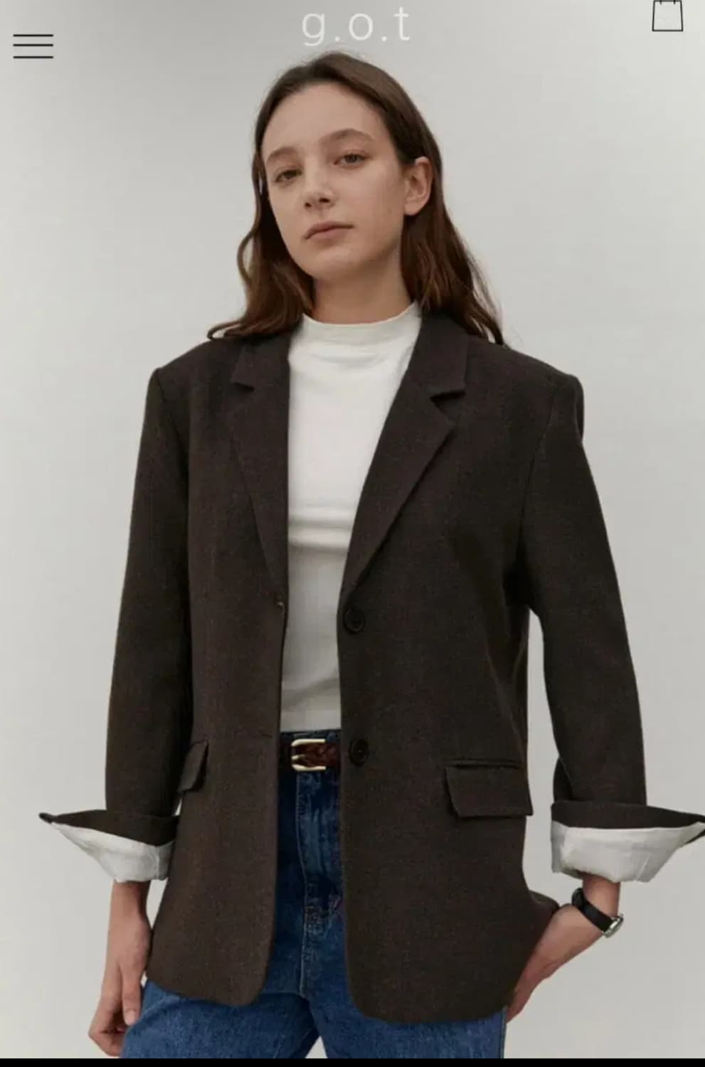 브렌다브렌든 메리노울 자켓 브라운 상품이미지2